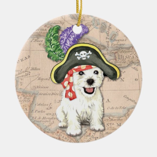 Westie Pirate Ceramic Ornament (Front)
