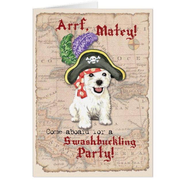 Westie Pirate Invitation (Front)