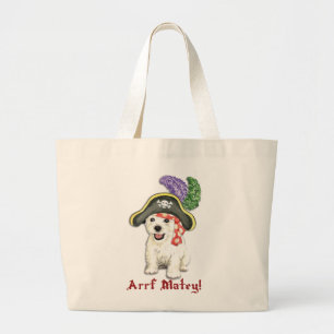 Westie Pirate Large Tote Bag