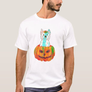 Westie Pumpkin West Highland White Terrier Dog Hal T-Shirt