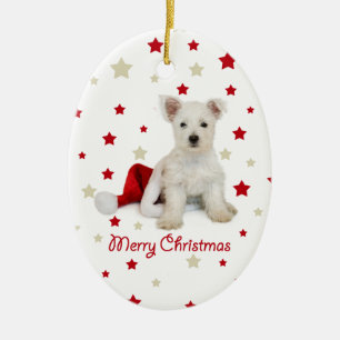 Westie Pup Oval Christmas Tree Ornament