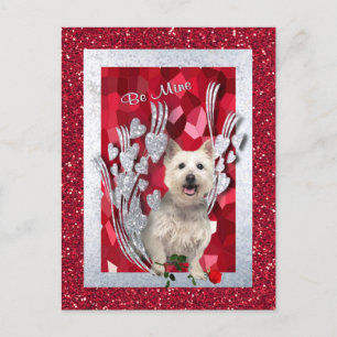 Westie Puppy Be Mine Valentine Version 3 Holiday Postcard