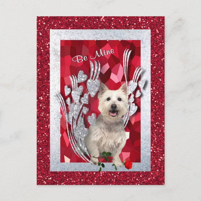 Westie Puppy Be Mine Valentine Version 3 Holiday Postcard (Front)