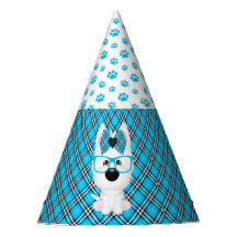 Westie Puppy Dogs Blue Aqua Birthday Party Hats