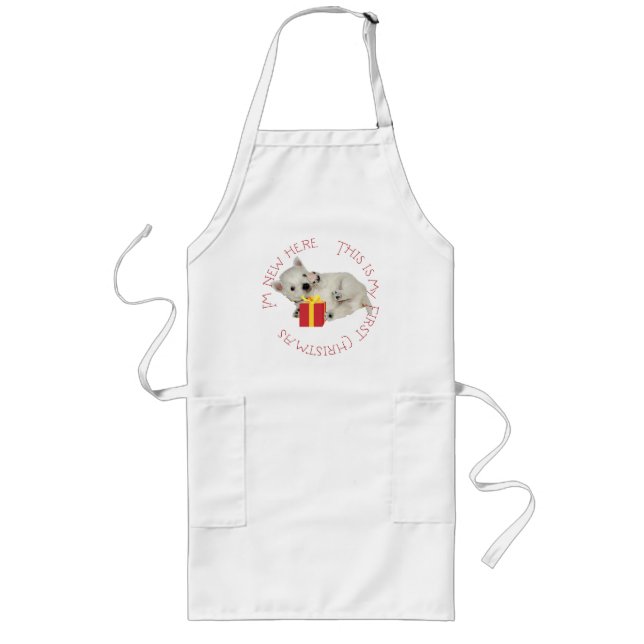 Westie Puppy First Christmas Long Apron (Front)