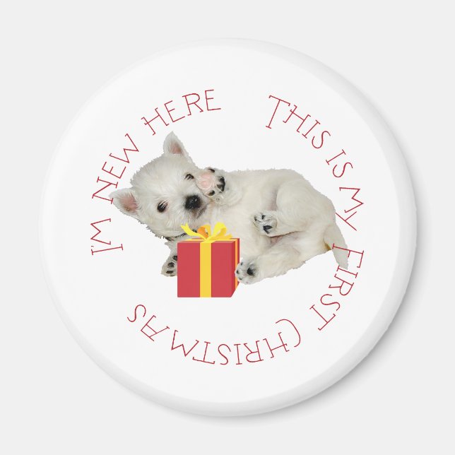 Westie Puppy First Christmas Magnet (Front)