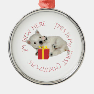 Westie Puppy First Christmas Metal Ornament