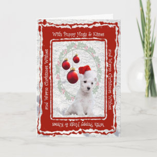 Westie Puppy Hugs & Kisses & Warm Christmas Wishes Holiday Card