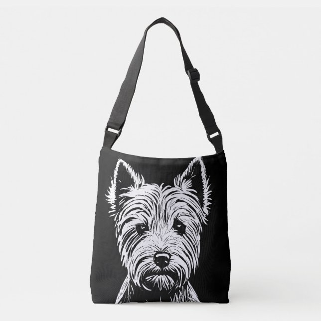 Westie Puppy Portrait Crossbody Bag (Front)
