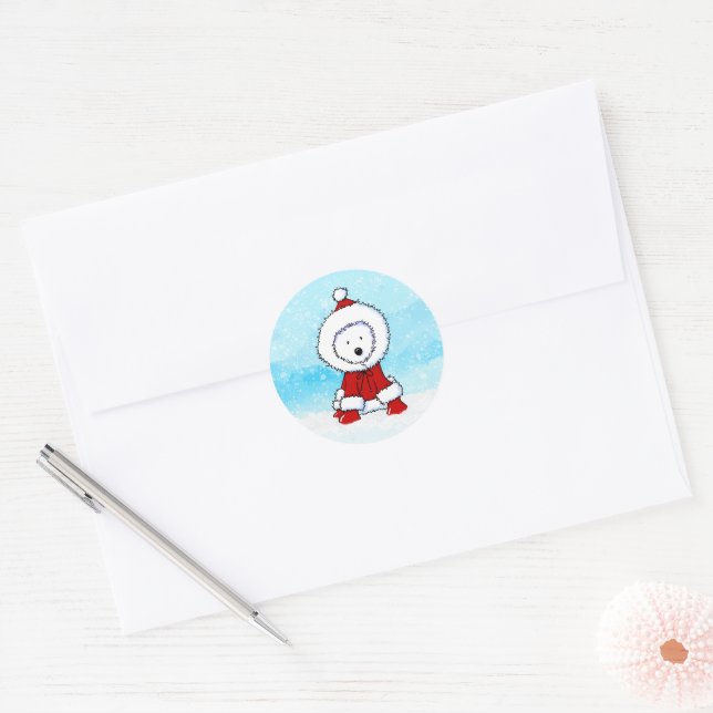 Westie Round Christmas Stickers (Envelope)