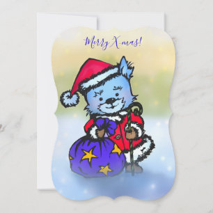 Westie Santa Claus - Merry Christmas! Hand Drawn Holiday Card