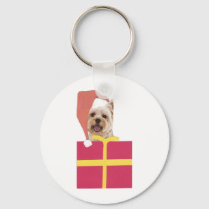 Westie Santa Hat Gift Box Key Ring