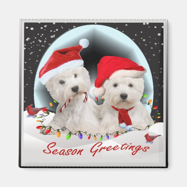 Westie Santa Pals Magnet (Front)