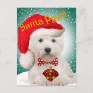 Westie Santa Paws Postcards