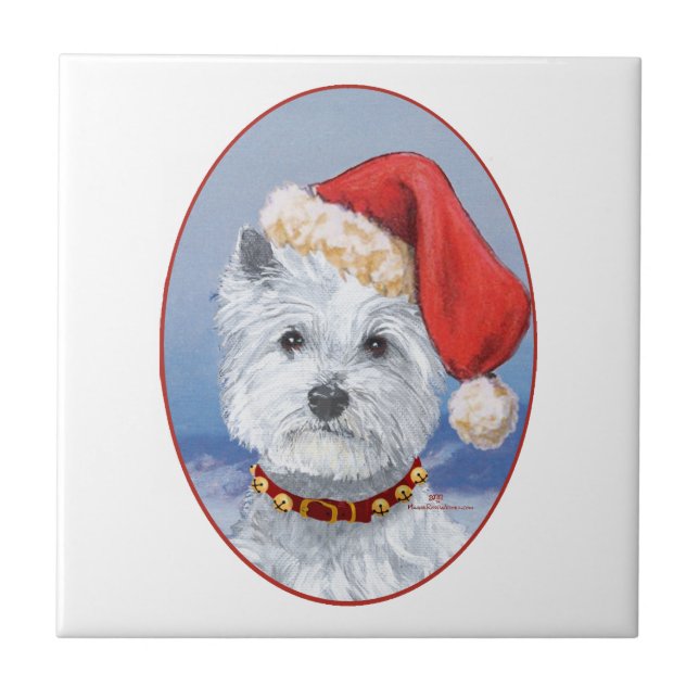 Westie Santas Helper Ceramic Tile (Front)