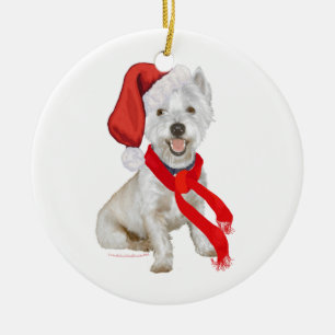 Westie Santa's Helper Ceramic Tree Decoration