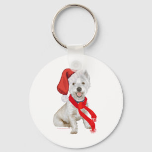 Westie Santa's Helper Key Ring