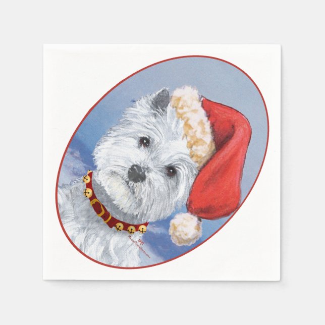 Westie Santas Helper Napkin (Front)