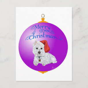 Westie Santa's Helper Ornament Holiday Postcard