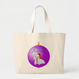 Westie Santa's Helper Ornament Large Tote Bag