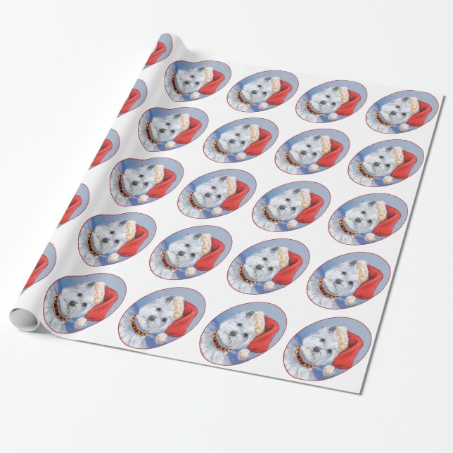 Westie Santas Helper Wrapping Paper (Unrolled)