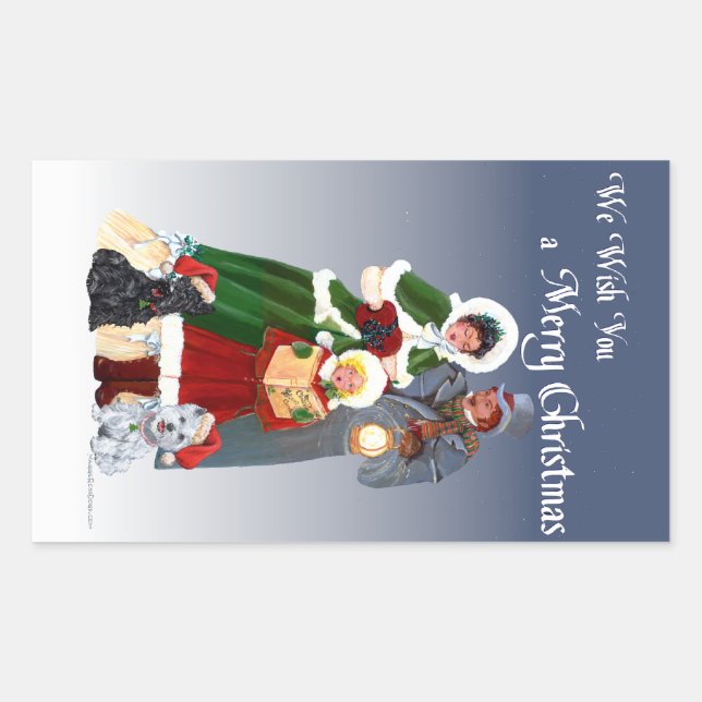 Westie & Scottie Christmas Carols Rectangular Sticker (Front)
