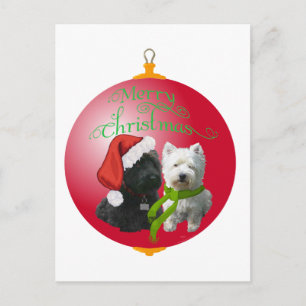 Westie Scottie Christmas Ornament Holiday Postcard