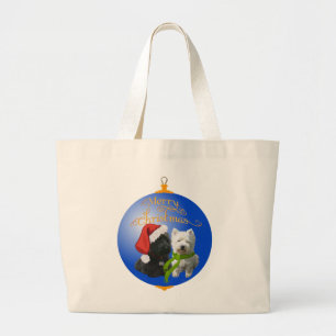 Westie Scottie Christmas Ornament Large Tote Bag