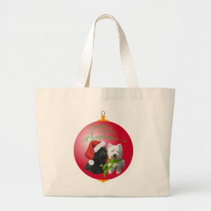 Westie Scottie Christmas Ornament Large Tote Bag