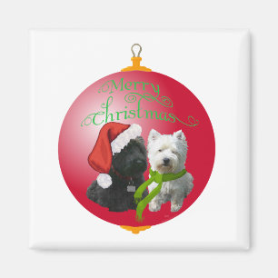 Westie Scottie Christmas Ornament Magnet