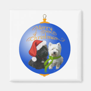 Westie Scottie Christmas Ornament Magnet