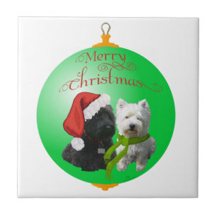 Westie Scottie Christmas Ornament Tile