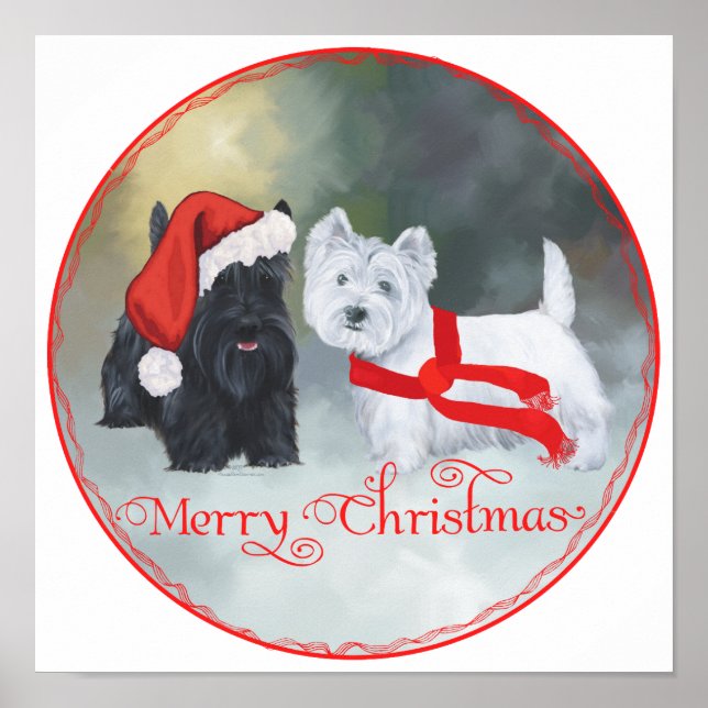 Westie Scottie Christmas Poster (Front)