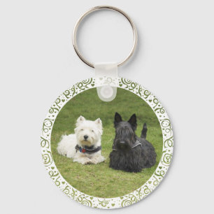 Westie & Scottie Green Grass Key Ring