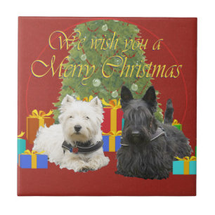 Westie & Scottie Merry Christmas Tile