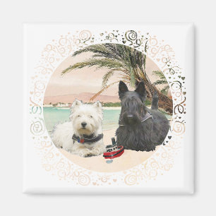 Westie & Scottie on Palmy Beach Magnet