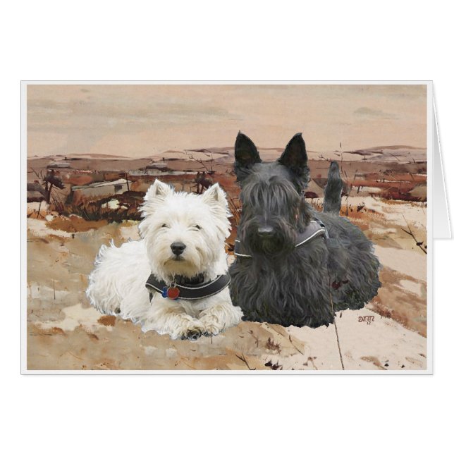 Westie & Scottie Together Autumn (Front Horizontal)