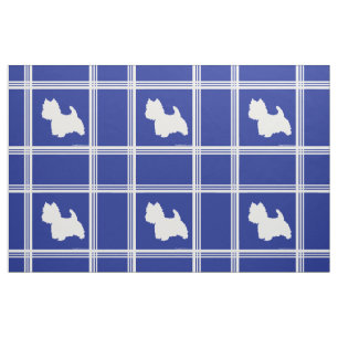 Westie Silhouette on Blue Fabric