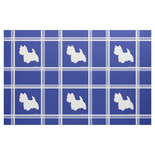 Westie Silhouette on Blue Fabric (Fat Quarter)
