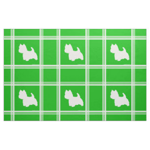 Westie Silhouette on Green Fabric