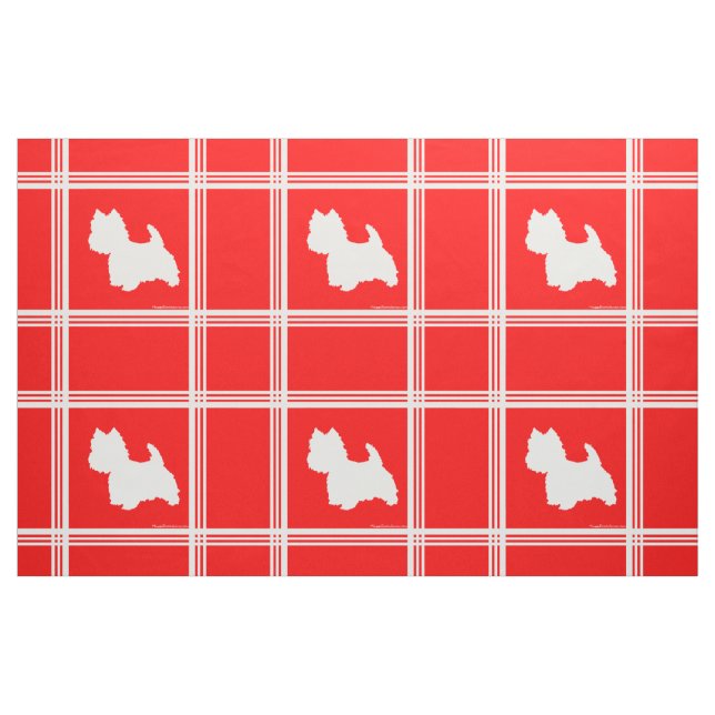 Westie Silhouette on Red Fabric (Fat Quarter)