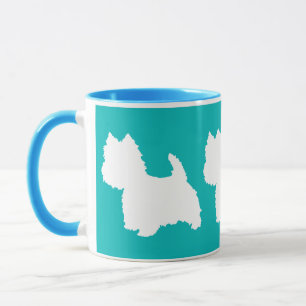 Westie Silhouette on Turquoise Mug