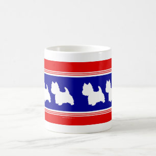 Westie Silhouette Red & Blue Coffee Mug