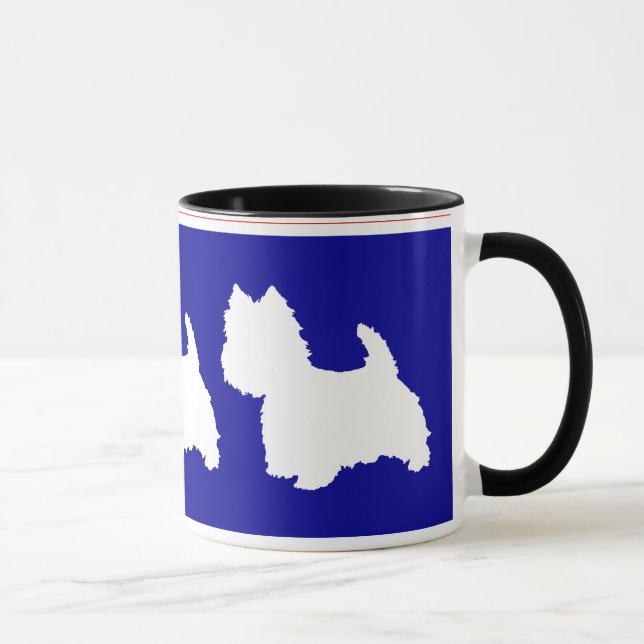 Westie Silhouette Red & Blue Mug (Right)
