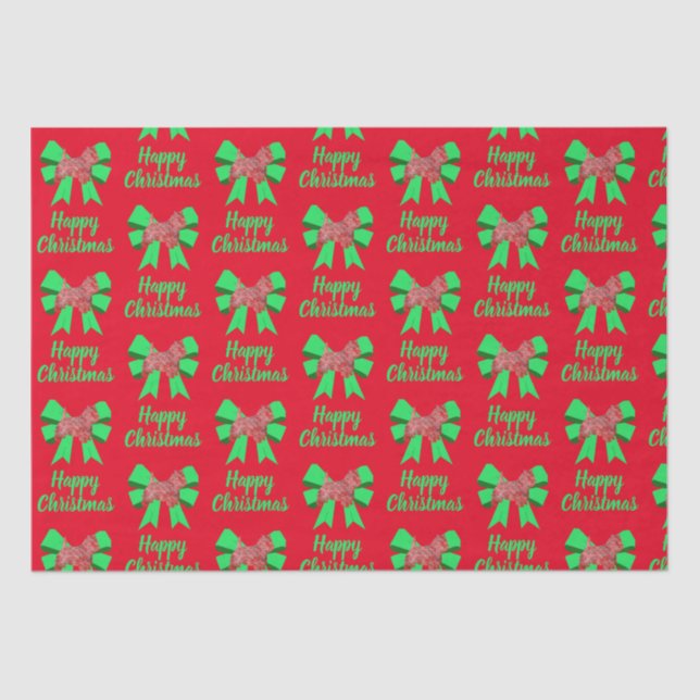 Westie Silhouette Red Christmas Dog & Green Bow Tissue Paper (Front)