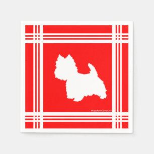 Westie Silhouette Red Napkin