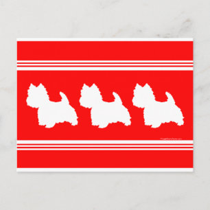 Westie Silhouette Red Postcard