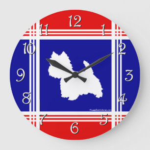 Westie Silhouette Red, White, Blue Large Clock