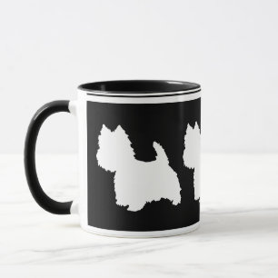 Westie Silhouette White on Black Mug