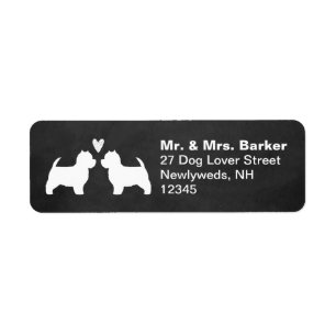 Westie Silhouettes with Heart Return Address Label